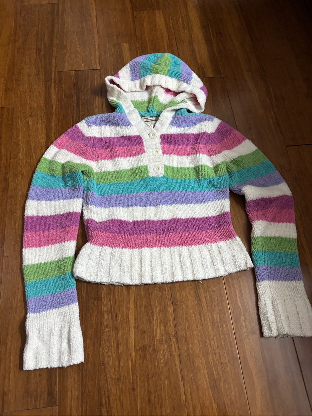 Aeropostale Y2K Striped Fleece Hoodie Size L